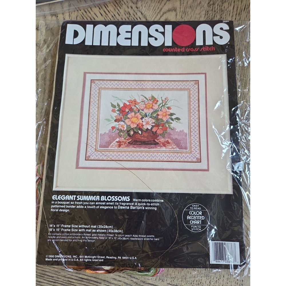 Dimensions Counted Cross Stitch Kit #3686 Elegant Summer Blossoms Vintage 1990